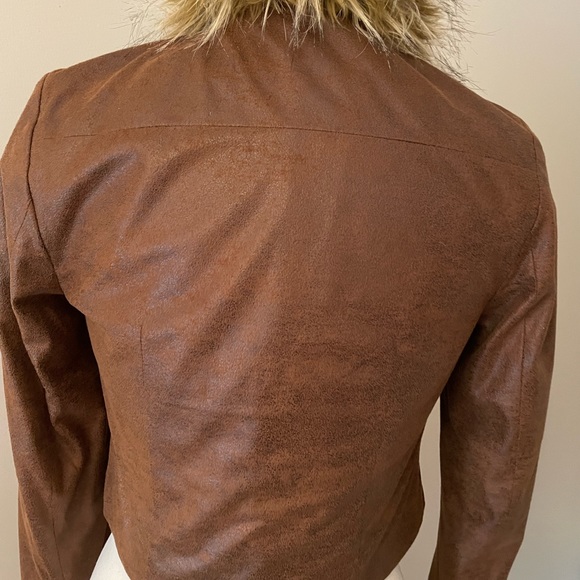 INC International Concepts faux fur and leather cropped jacket, size Small - Picture 2 of 3